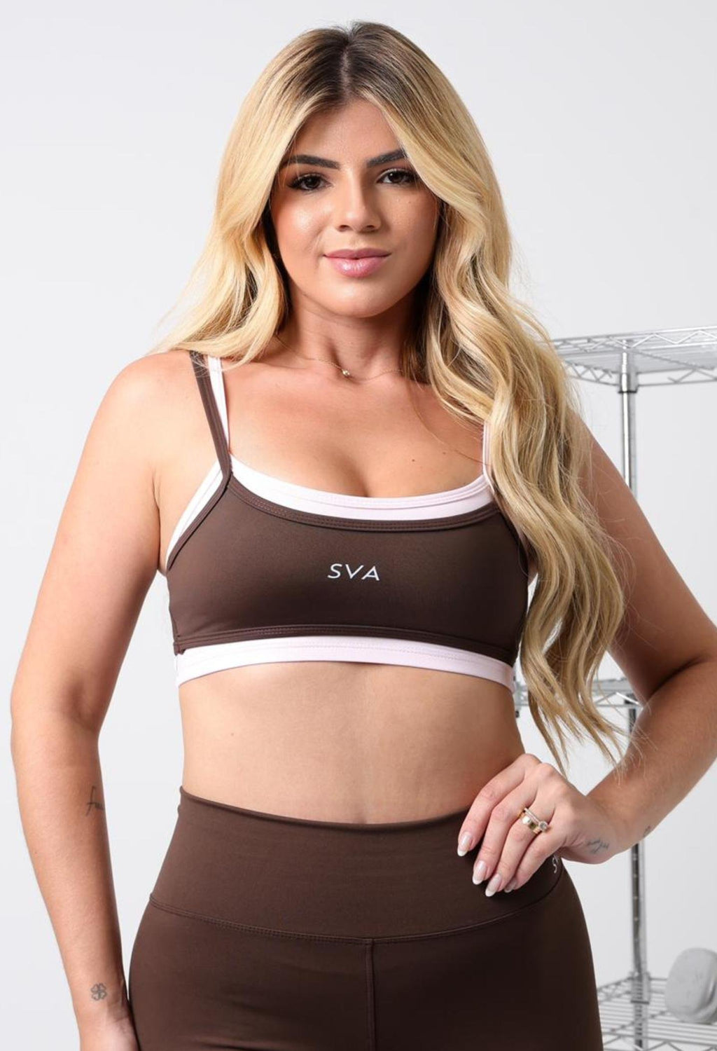 Top Beatriz - Rosa Pastel com Espresso