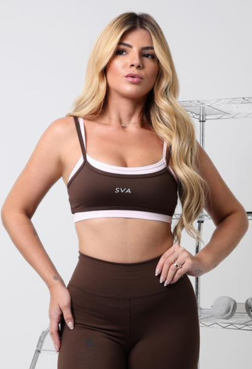 Top Beatriz - Rosa Pastel com Espresso