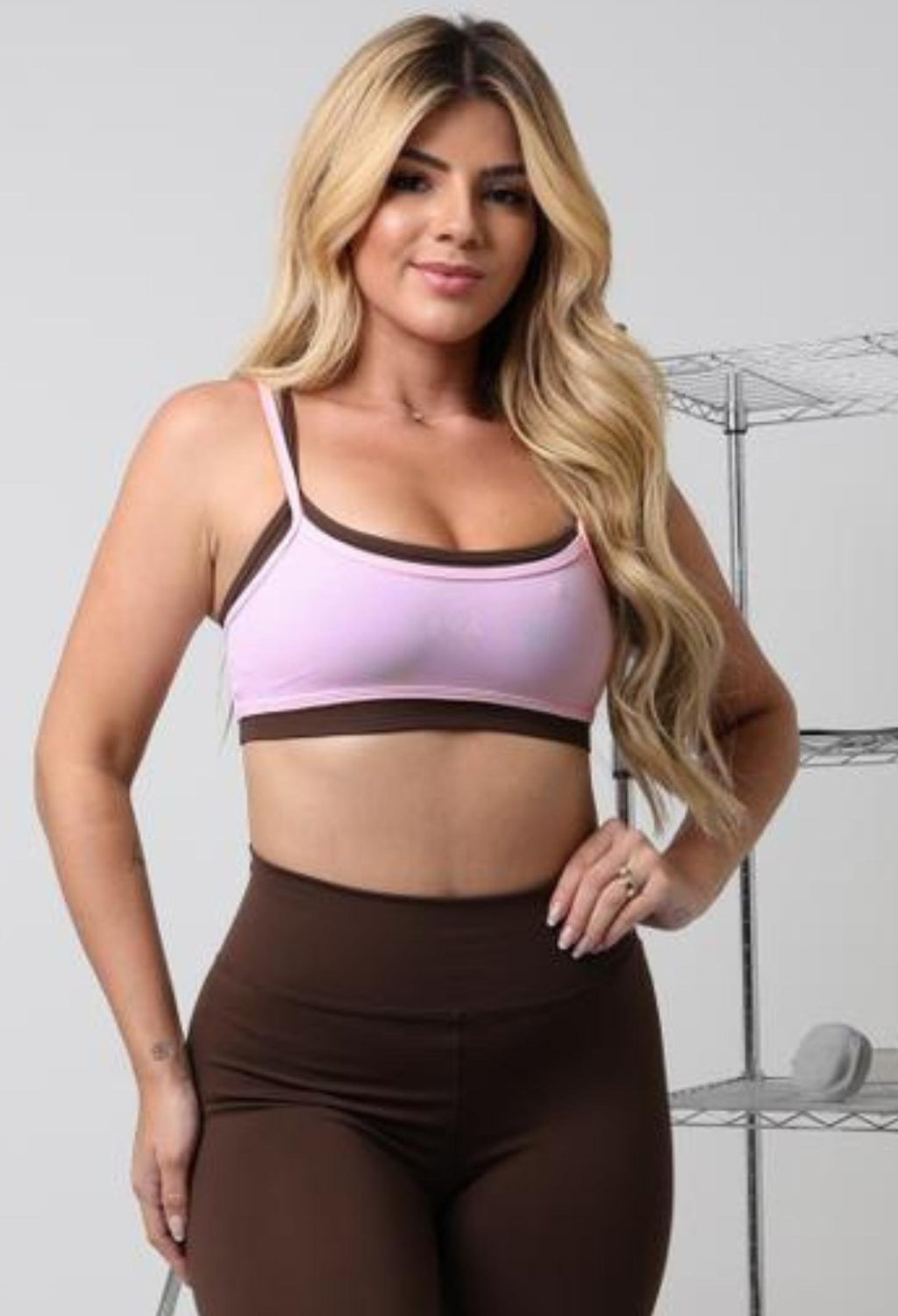 Top Beatriz - Espresso com Rosa Pastel