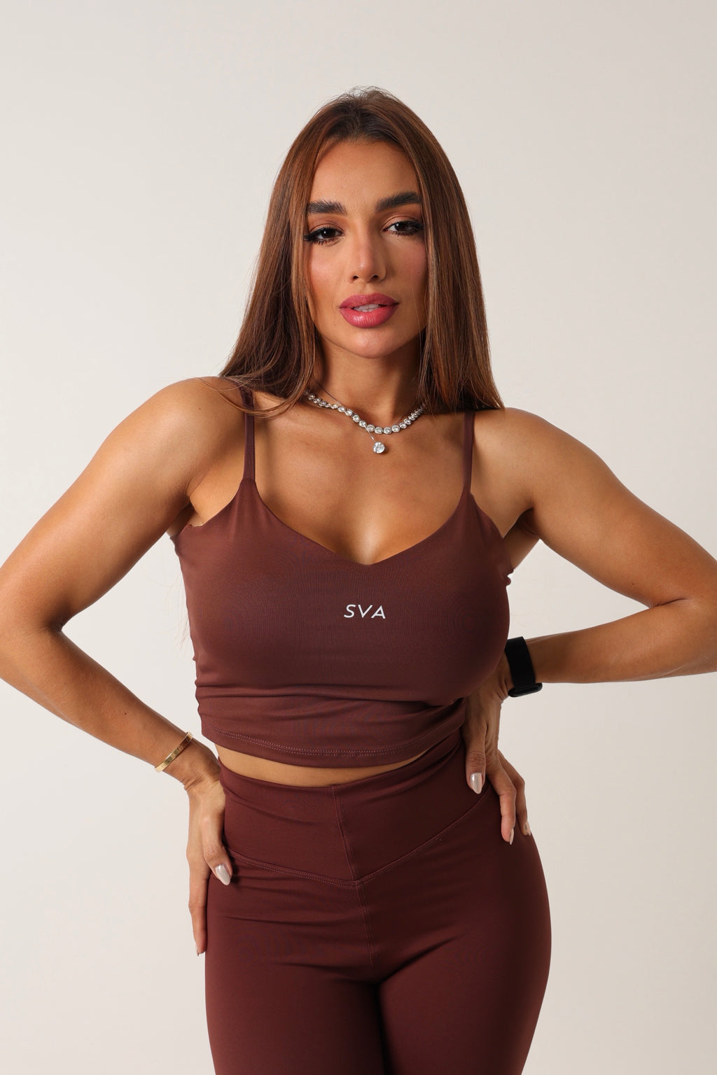 Blusa Alice Marrom Escuro - moda fitness SVA - frente